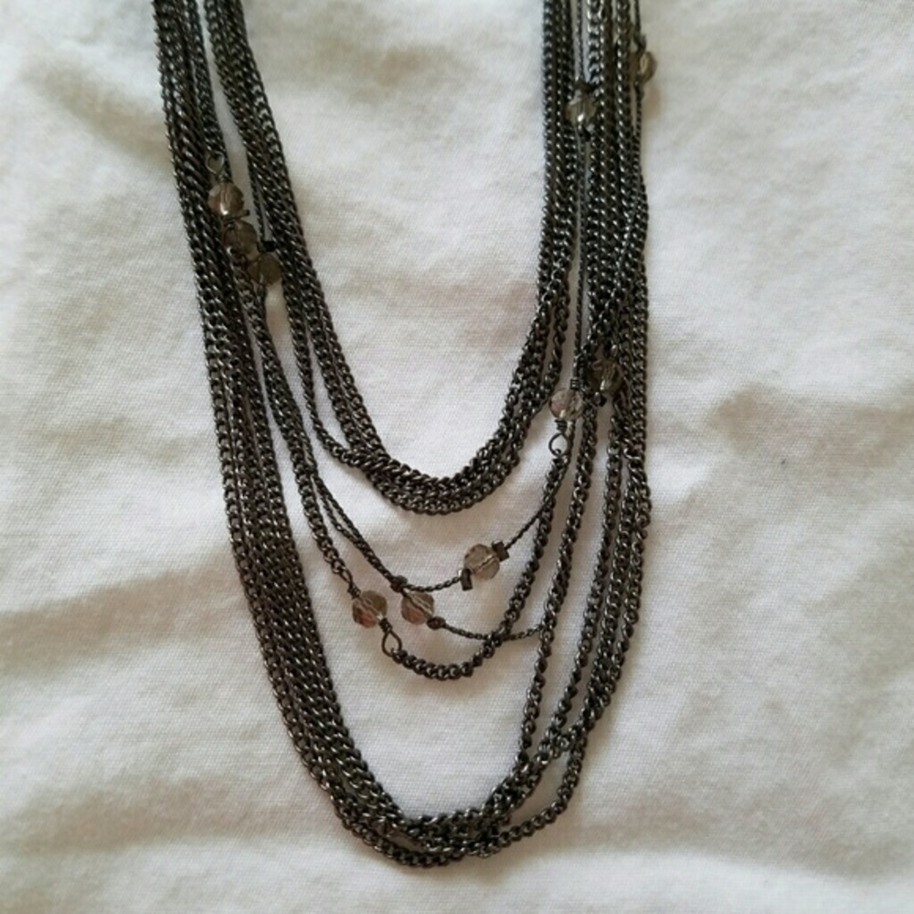𝅺TALBOTS Long Multi Length Necklace Gunmetal Chain